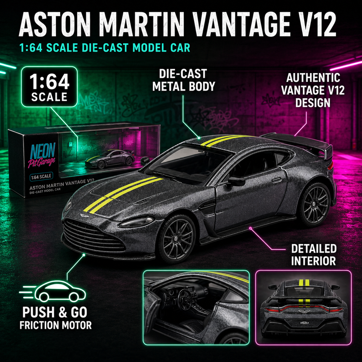 Aston Martin Vantage V12 1:64 Die-Cast Car