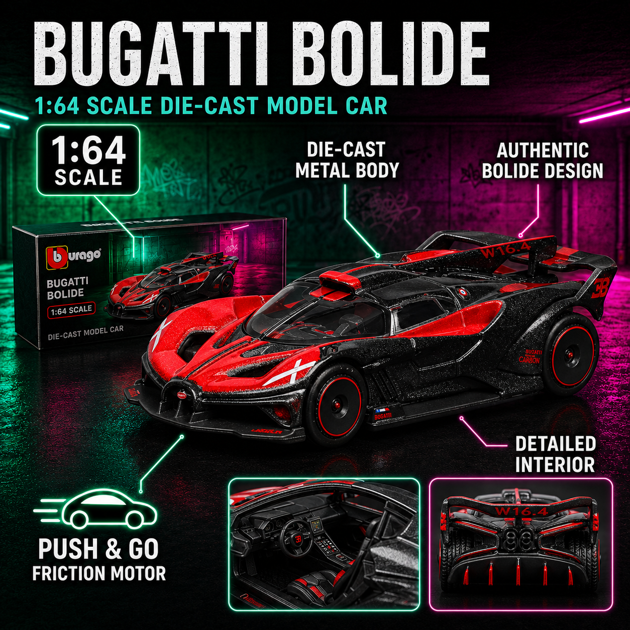 Bugatti Bolide 1:64 Die-Cast Model Car